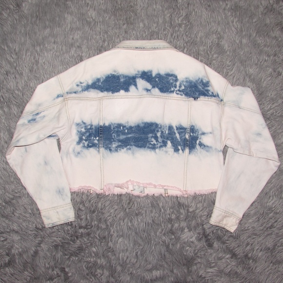 PacSun Jean Jacket Cropped Acid Pink Size M/L - Picture 4 of 4